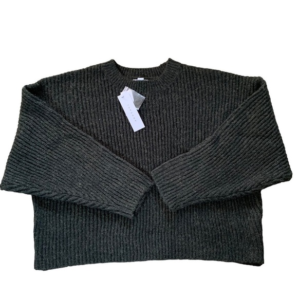 Topshop New With Tags Crop Batwing Sleeve Cable Knit Sweater Charcoal Gray - Picture 9 of 10